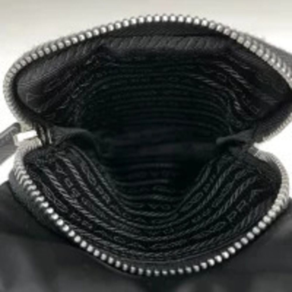 Prada Plate Shoulder Bag Phone Neck Clutch Tessuto Nero Black - Picture 5 of 6